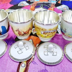 Мөнгөн дотортой гангар шаазан аяга